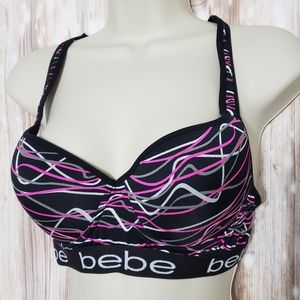 Bebe Sport Bra XL Pink Gray Black